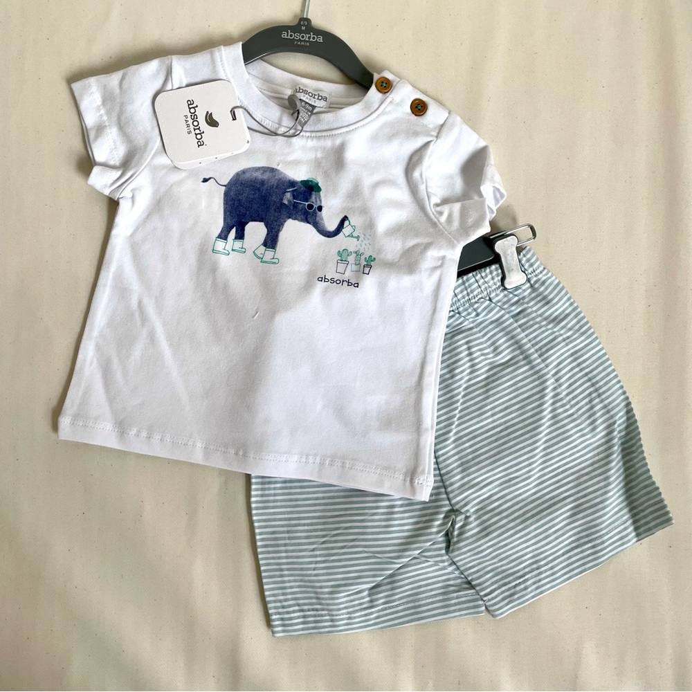 Absorba Infant Baby Boys Tee and Shorts Set, 6-9 mos, NWT